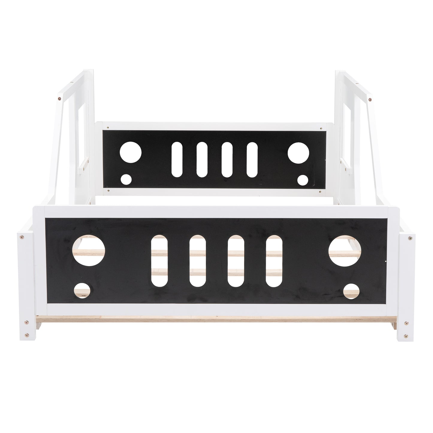 Full Size Classic Car-Shaped Platform Bed with Wheels White