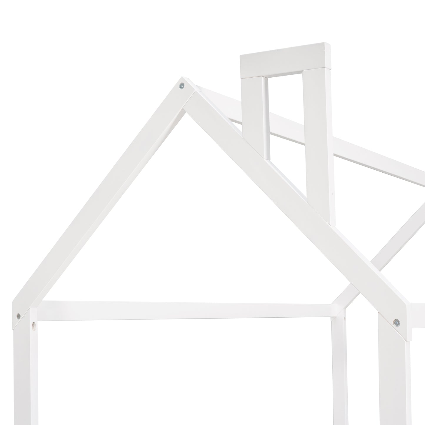 {Slats are not included}Twin Size Wood Bed House Bed Frame with Fence for KidsTeens Girls Boys {White}